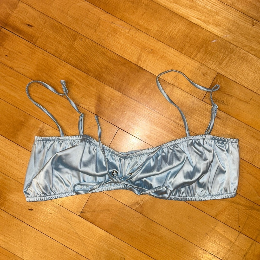 Tictoc Light Blue Satin Top